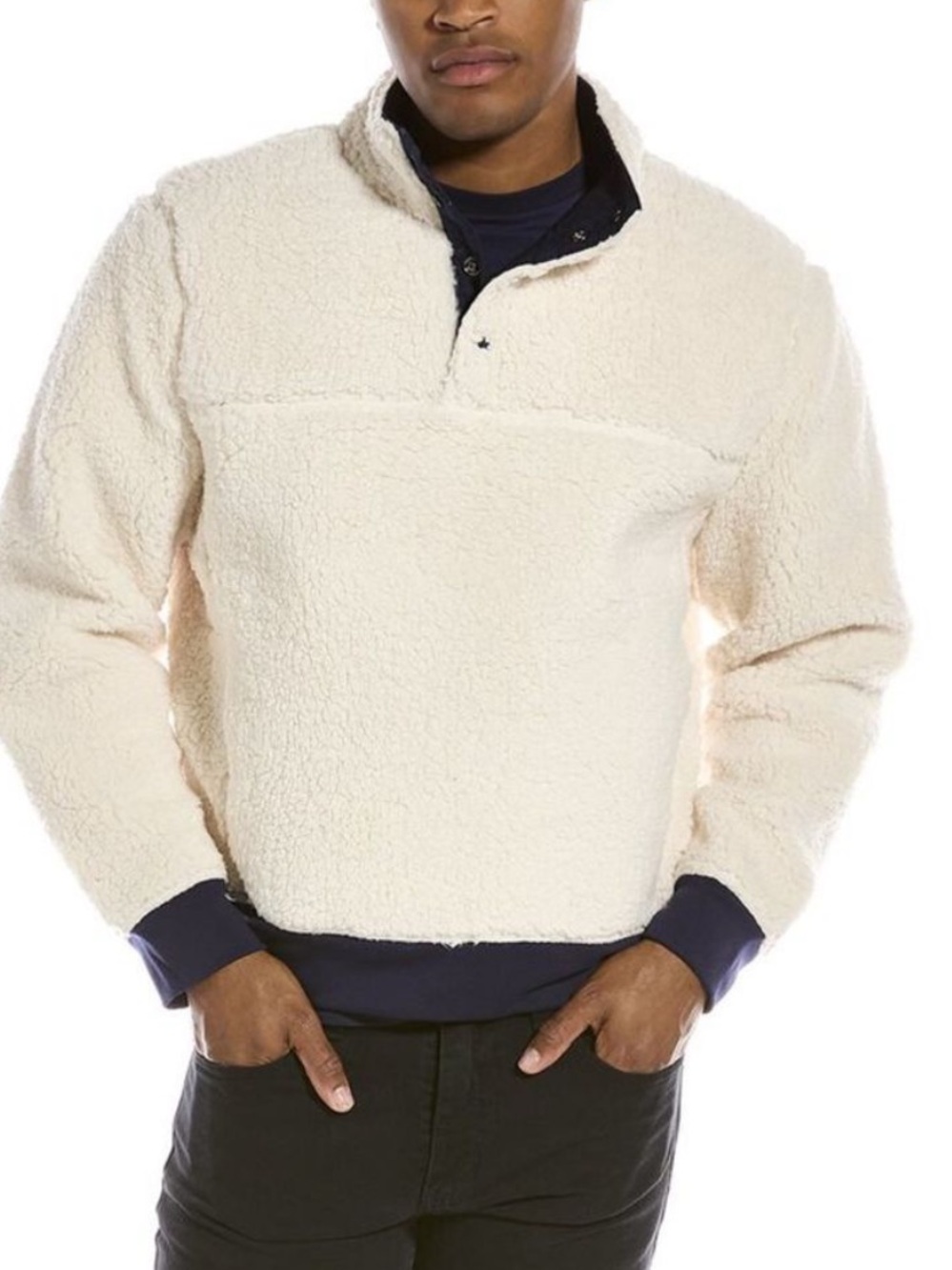 🆕 M.Singer Mens Faux Sherpa Pullover in ivory